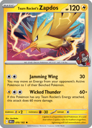 [70/244] – Team Rocket’s Zapdos – Destined Rivals – Reversed Holo