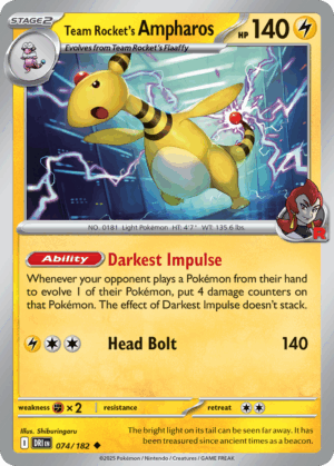 [74/244] – Team Rocket’s Ampharos – Destined Rivals – Reversed Holo