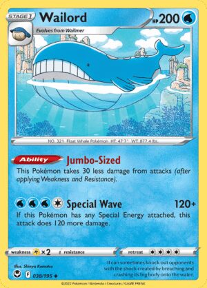 [038/191] – Wailord – Silver Tempest – Reverse Holo
