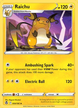 [050/191] – Raichu – Silver Tempest – Reverse Holo